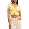 Free People Cassie Crop Cardigan In Sunshine