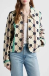 Free People Cassie Mod Stripe Eyelet Cotton Jacket In Gray