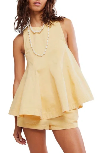 Free People Cassius Denim Tunic Top & Shorts Set In Yellow