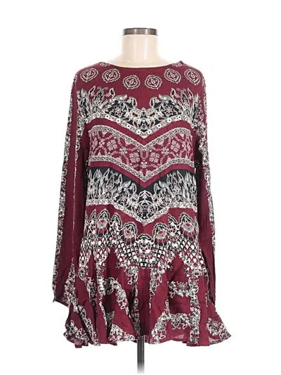Pre-owned Free People Casual Dress In Burgundy