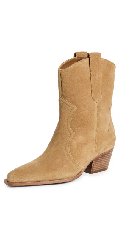 Free People Cat Nap Cowboy Boots Camel Suede In Brown