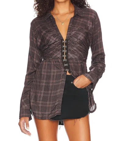 Free People Catalina Remade Shirt In Black Combo In Brown