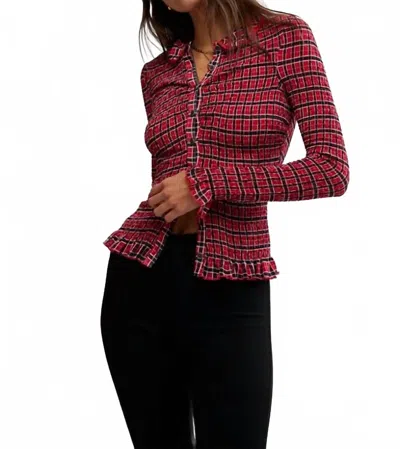 FREE PEOPLE CAUGHT A FEELING CARDI IN RED COMBO