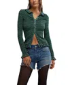 Free People Caught A Feeling Cardi Shirt In Green Combo