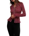 Free People Caught A Feeling Cardi Shirt In Red Combo