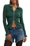 Free People Caught A Feeling Cardi Shirt In Green Combo