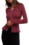 Free People Caught A Feeling Cardi Shirt In Red Combo