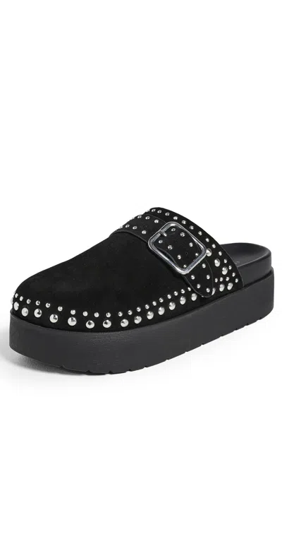 Free People Cayatana Suede Studded Mules Black Suede