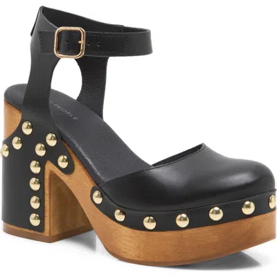 Free People Cecelia Studded Platform Pump In Black Leather