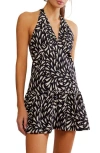 Free People Cecil Flounce Hem Cotton Blend Halter Minidress In Multi