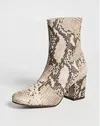 FREE PEOPLE CECILE ANKLE BOOTIE IN BEIGE SNAKE