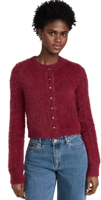 Free People Fluffy Button Cardigan In Red