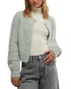 Free People Celeste Crewneck Cardigan In Seafoam