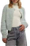 Free People Celeste Crewneck Cardigan In Seafoam