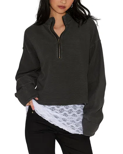 Free People Celeste Quarter Zip Sweatshirt In Black