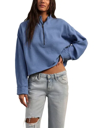 Free People Celeste Quarter Zip Sweatshirt In Blue