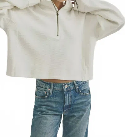 Free People Celeste Quarter Zip Sweatshirt In Clean Ivory In White