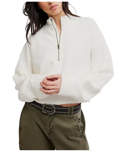 Free People Celeste Quarter Zip Sweatshirt In White