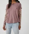 FREE PEOPLE CELINE TEE IN LAVENDER SHADOWS