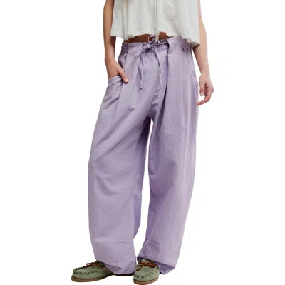 Free People Chambers Drawstring Linen & Cotton Pants In Purple
