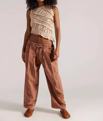 Free People Chambers Laid Back Linen Pant In Canyon Sunset In Brown