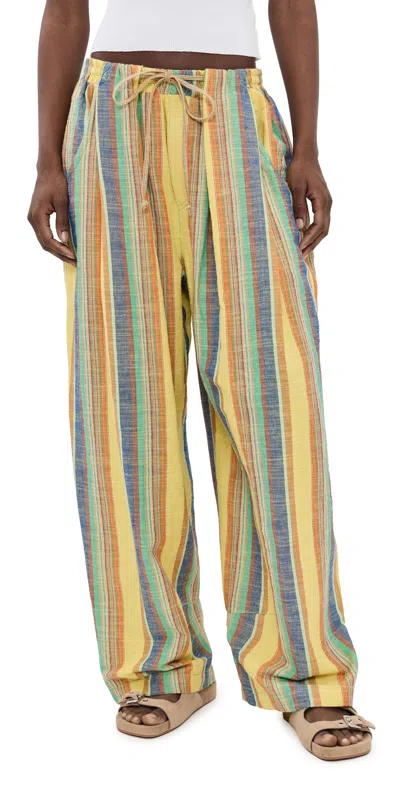 Free People Chambers Laid Back Pants Butter Yellow Combo