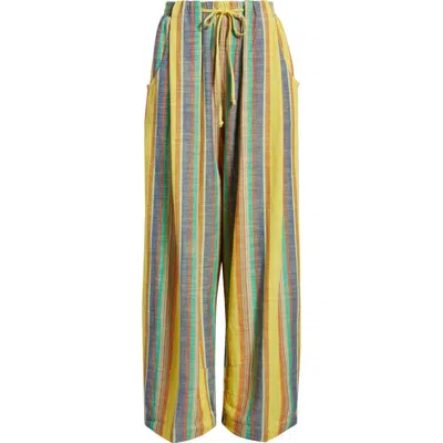 Free People Chambers Stripe Drawstring Linen & Cotton Pants In Multi