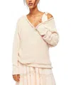 Free People Chamoix Bright Lights V-neck Sweater In Beige In Beige