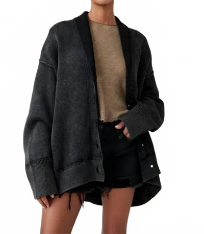 Free People Chamomile Cardigan In Black In Gray