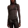 Free People Charlie Print Turtleneck Mesh Top In Luna Dot