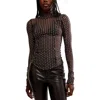 Free People Charlie Print Turtleneck Mesh Top In Luna Dot
