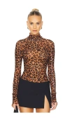 Free People Charlie Printed Mesh Top In Brown