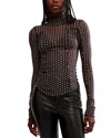 Free People Charlie Print Turtleneck Mesh Top In Luna Dot