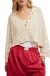 Free People Charlotte Cotton Blend Crop Pointelle Sweater In Shortbread