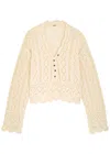 Free People Charlotte Cotton Blend Crop Pointelle Sweater In Neutral