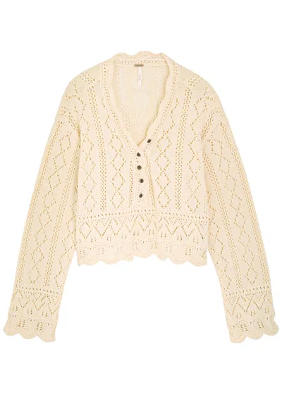 Free People Charlotte Pointelle-knit Sweatshirt