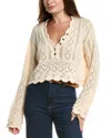 Free People Charlotte Cotton Blend Crop Pointelle Sweater In Neutral