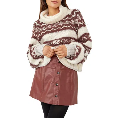 Free People Check Me Out Womens Printed Knit Turtleneck Sweater In Multi
