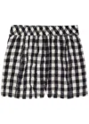 Free People Get Free Get Free Seersucker Cotton Pull-on Shorts In Black And White