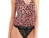 Free People Cheeta Cowl Neck Bodysuit In Rose Combo In Multi