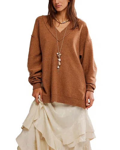 Free People Chelsea V Neck Sweater In Brown