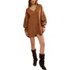 Free People Chelsea V-neck Tunic Sweater In Brown