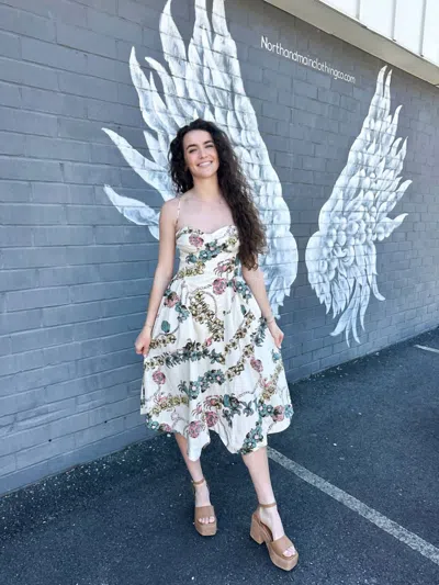 Free People Cherish Printed Midi Dress In Ivory Combo In Multi