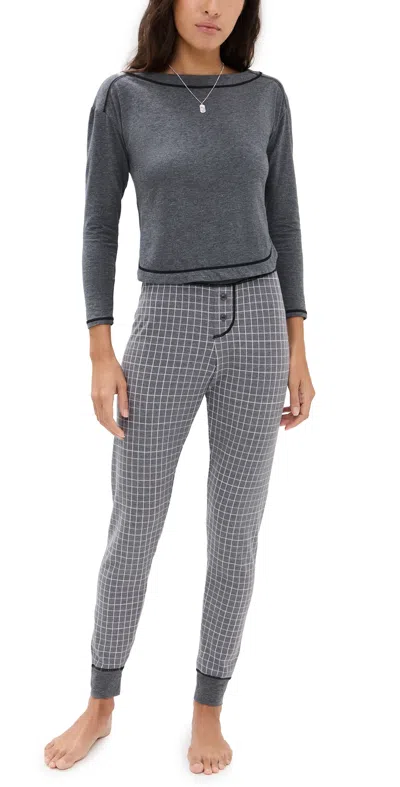 Free People Chill Evening Pj Set Charcoal