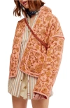 Free People Chloe Floral Print Jacket In Peach Combo