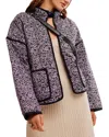 Free People Chloe Floral Print Jacket In Midnight