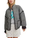 Free People Chloe Floral Print Jacket In Raven