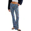 Free People Chloe Plaid Flare Leg Knit Pants In Blue