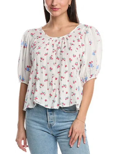 Free People Chloe Printed Top In White