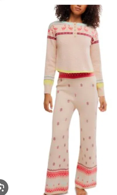 Free People Christmas Sweatshirt In Pink Combo In Neutral